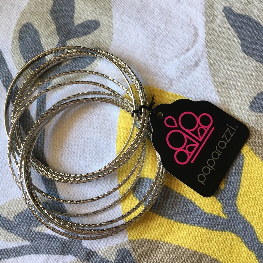 Boho Bangle Silver Bracelets Set